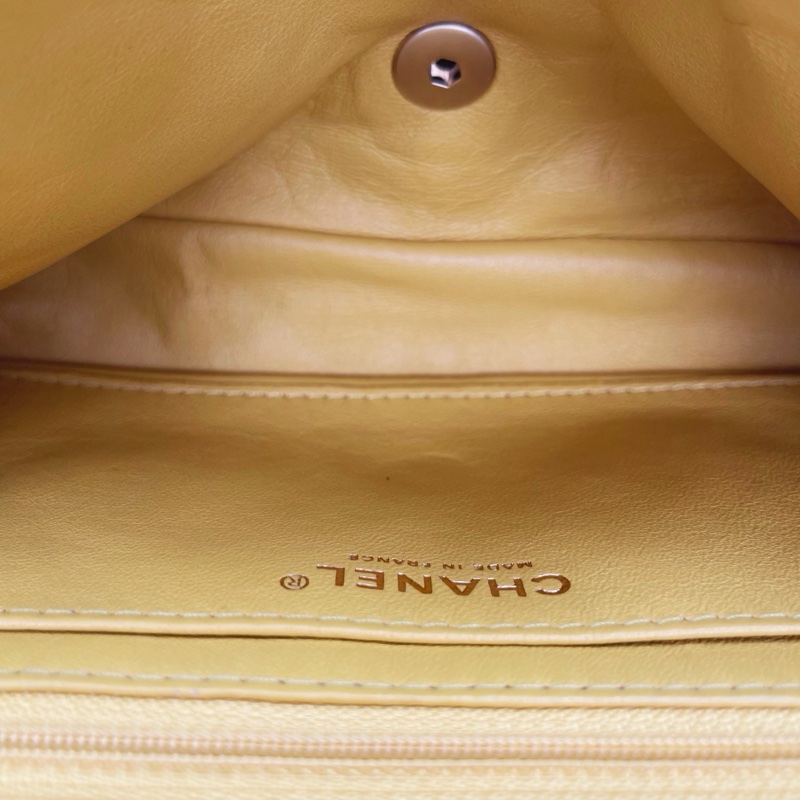 「JL精品代購」香奈兒珠光金色羊皮彩色琉璃扣雙鏈合併款單肩翻蓋包-29