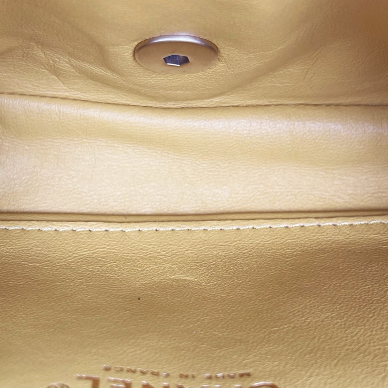 「JL精品代購」香奈兒珠光金色羊皮彩色琉璃扣雙鏈合併款單肩翻蓋包-30