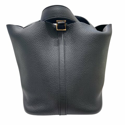 HERMES 愛馬仕 PICOTIN 22 牛皮 黑色 金釦