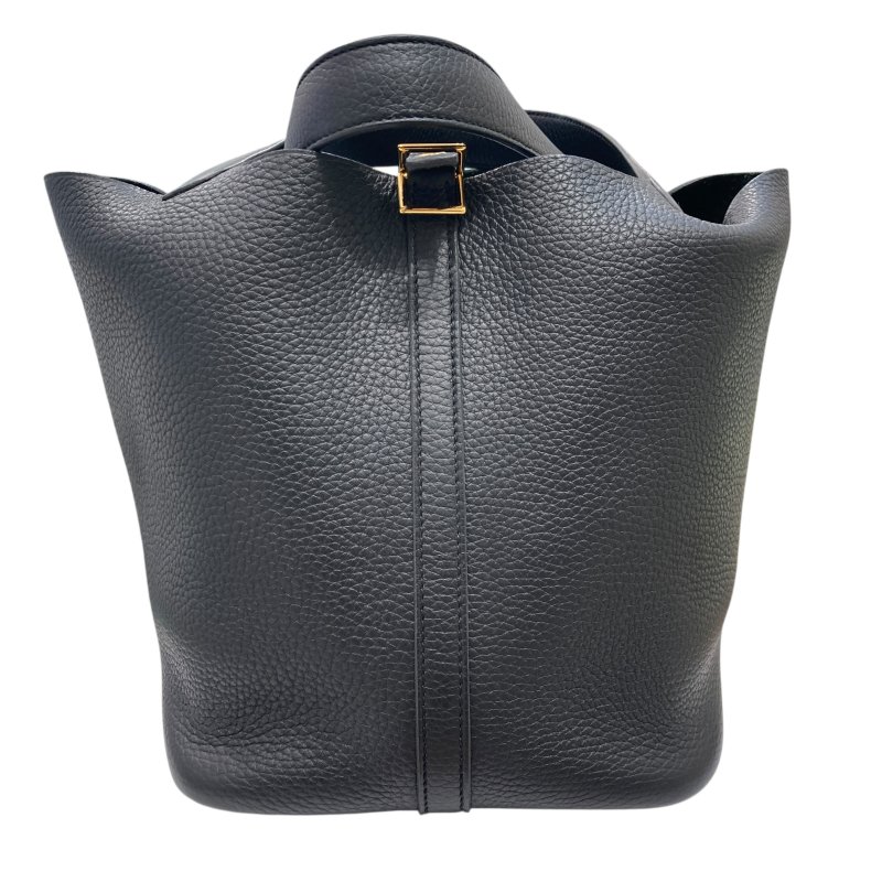 HERMES 愛馬仕 PICOTIN 22 牛皮 黑色 金釦-0