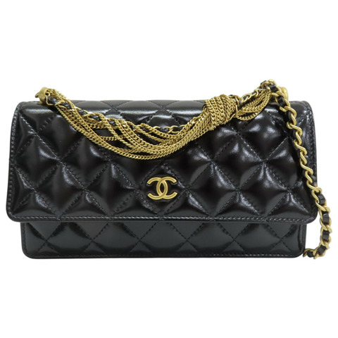 黑色 菱格紋 牛皮 WOC 肩背包【CHANEL 香奈兒】 AP4030B