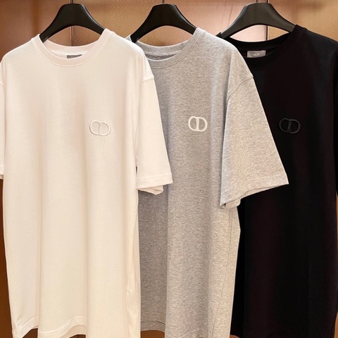 Dior 刺繡白色短袖