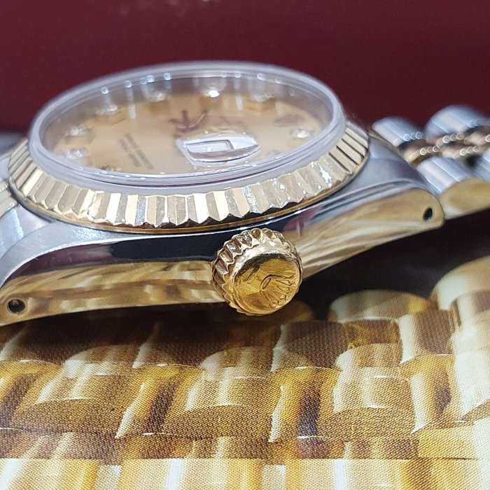 【大眾名錶】ROLEX 勞力士 69173 Datejust 女錶經典款 金十鑽面盤 舊包台 大眾名錶G239-6