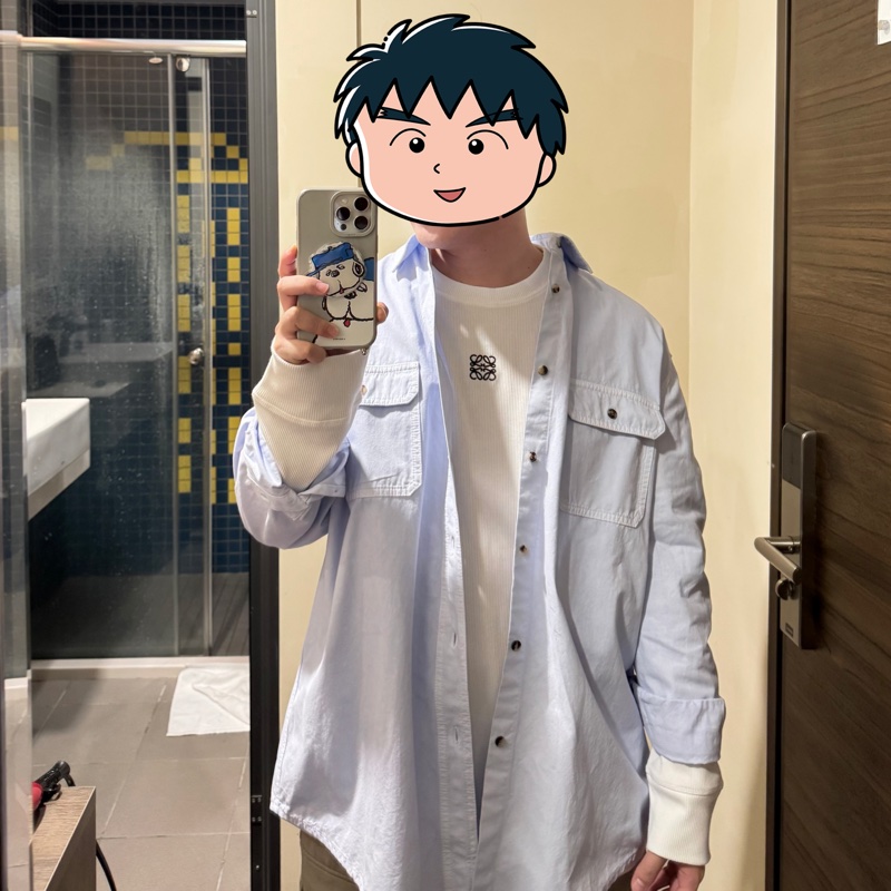 LOEWE羅意威淺藍色口袋襯衫外套 尺寸:39-4