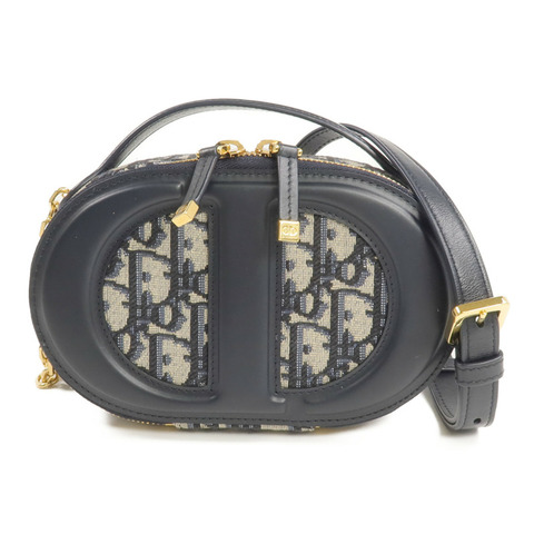 Dior 帆布/皮革CD Signature Oval Camera金扣手挽肩背兩用袋