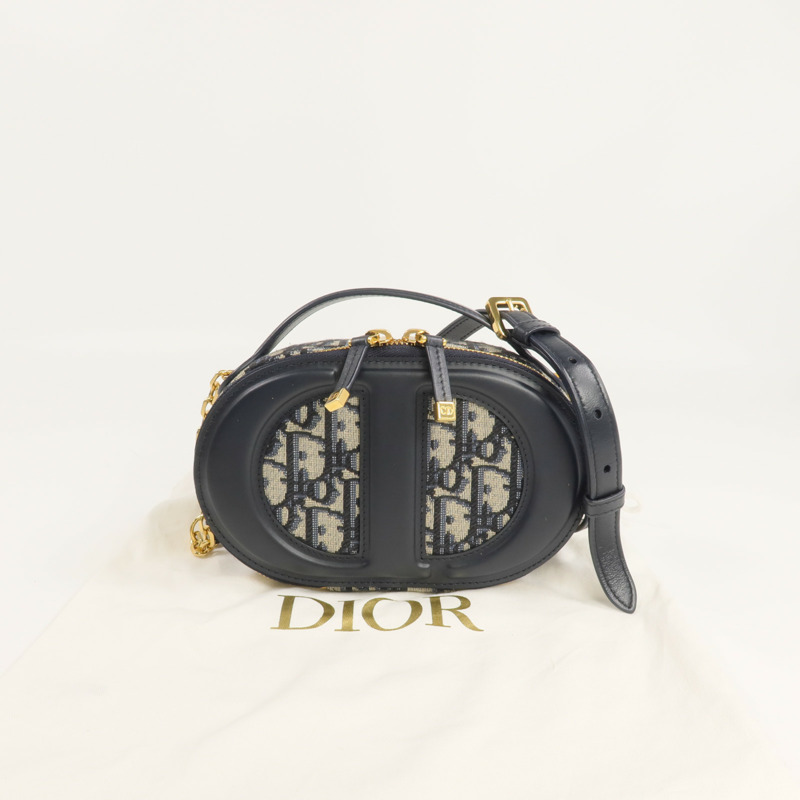 Dior 帆布/皮革CD Signature Oval Camera金扣手挽肩背兩用袋-16
