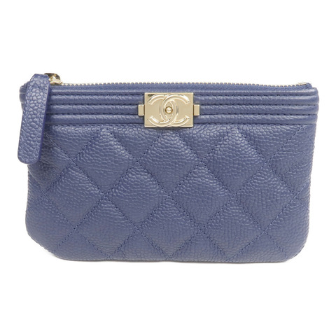 CHANEL 牛皮皮革Boy Pouch金扣手拿包