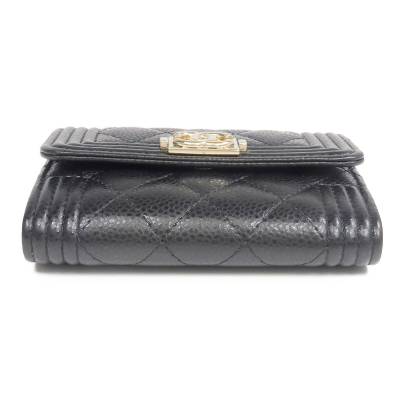 CHANEL 牛皮皮革Boy Card Case金扣卡片套-3