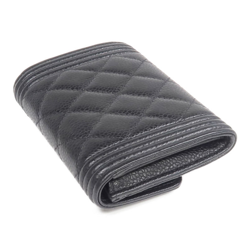 CHANEL 牛皮皮革Boy Card Case金扣卡片套-4