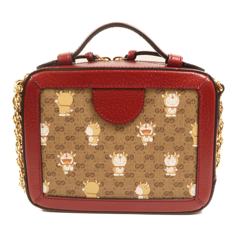 GUCCI 塗層帆布Doraemon Micro GG Supreme鏈帶手挽肩背兩用袋-1