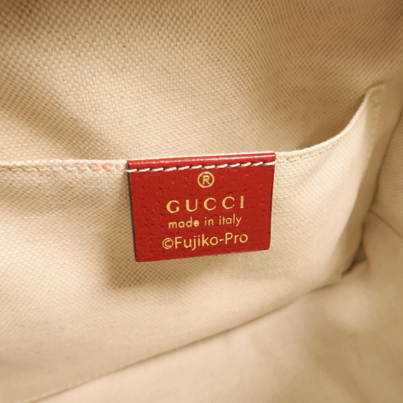 GUCCI 塗層帆布Doraemon Micro GG Supreme鏈帶手挽肩背兩用袋-5