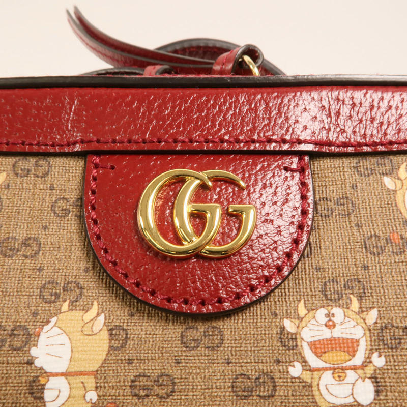 GUCCI 塗層帆布Doraemon Micro GG Supreme鏈帶手挽肩背兩用袋-8