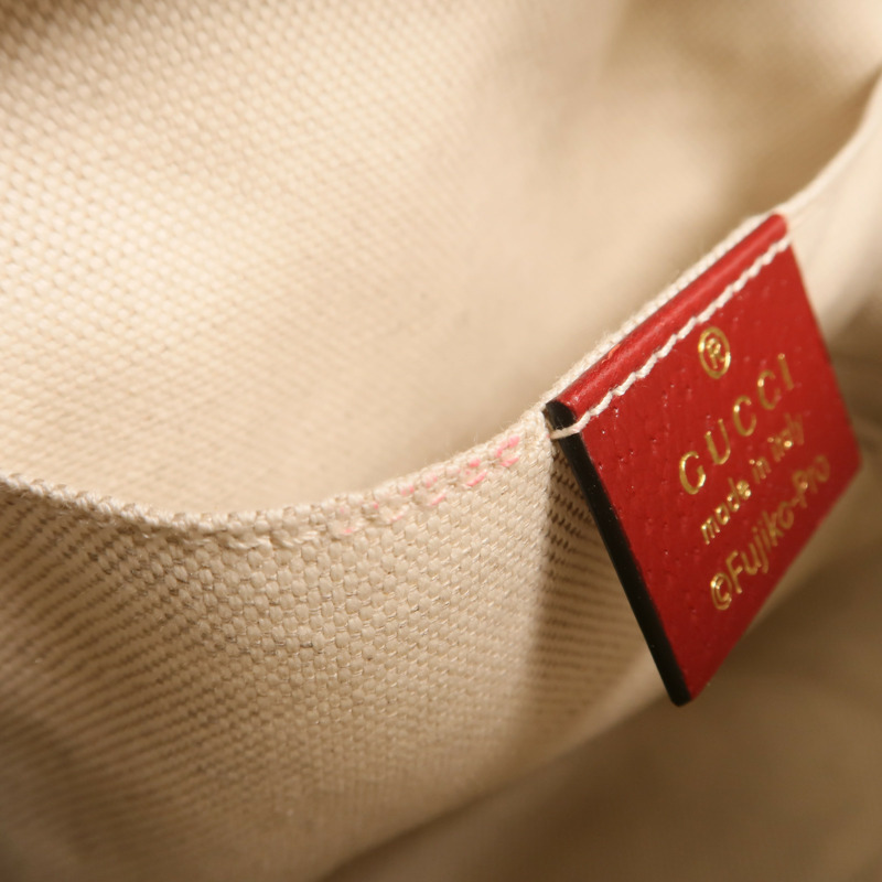 GUCCI 塗層帆布Doraemon Micro GG Supreme鏈帶手挽肩背兩用袋-15