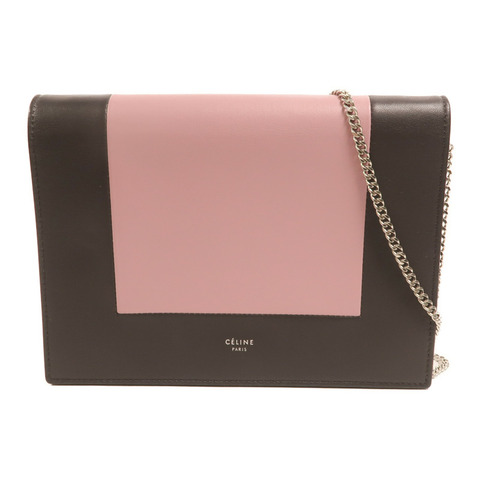CELINE 牛皮皮革Frame Woc銀扣鏈帶肩背袋