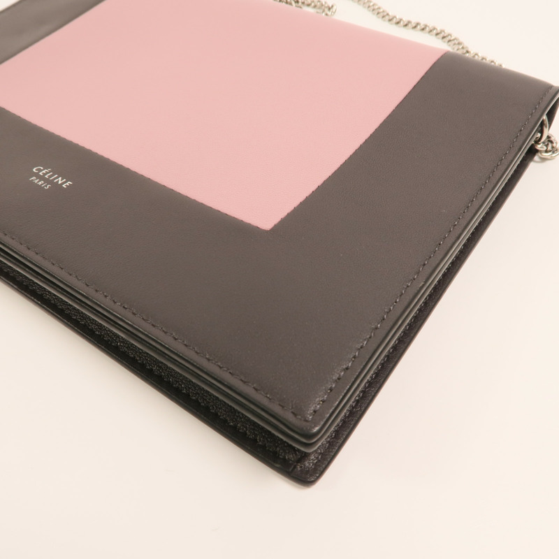 CELINE 牛皮皮革Frame Woc銀扣鏈帶肩背袋-11