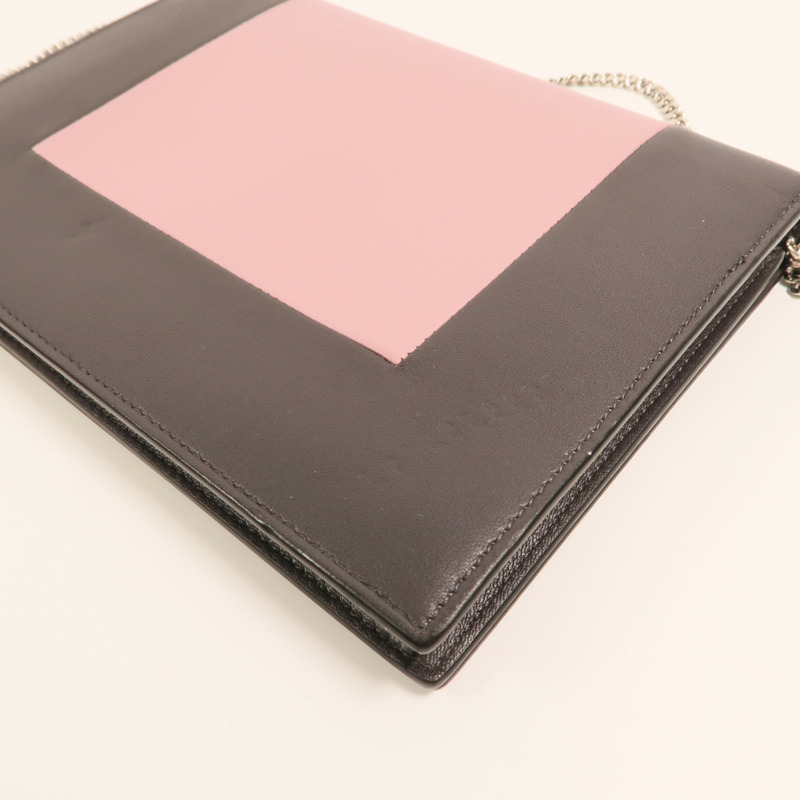 CELINE 牛皮皮革Frame Woc銀扣鏈帶肩背袋-13