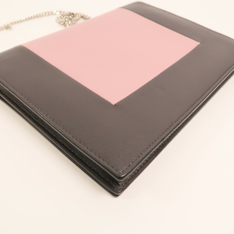 CELINE 牛皮皮革Frame Woc銀扣鏈帶肩背袋-14