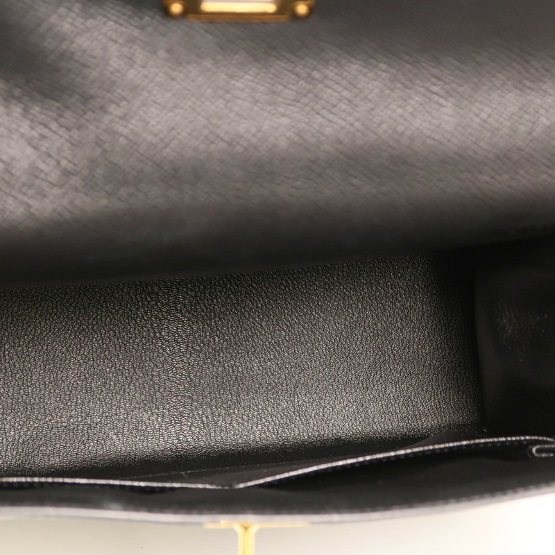 HERMES Epsom皮革Kelly 28手挽肩背兩用袋Noir-4
