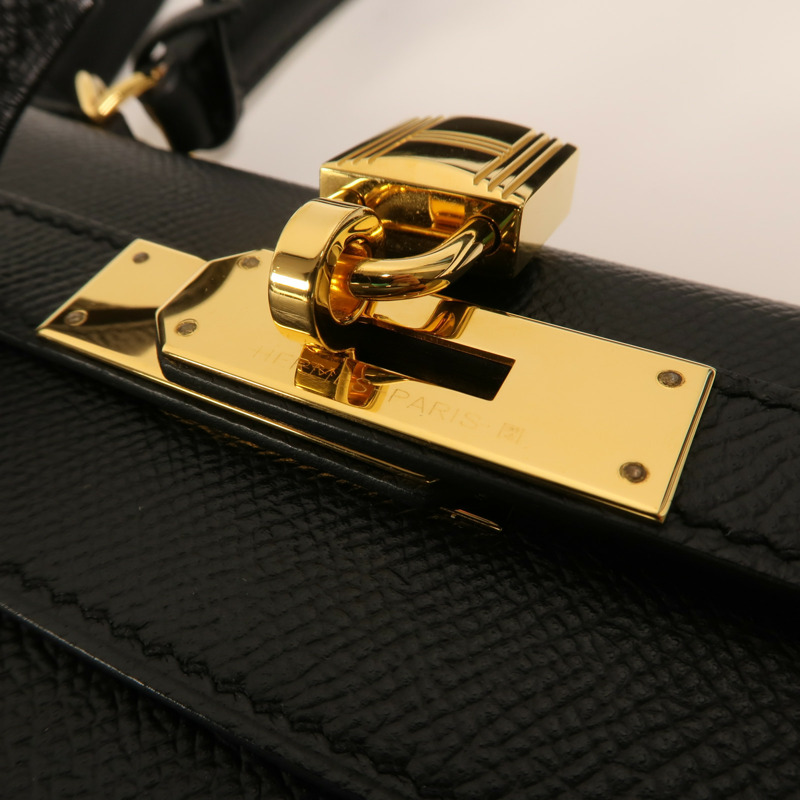 HERMES Epsom皮革Kelly 28手挽肩背兩用袋Noir-8