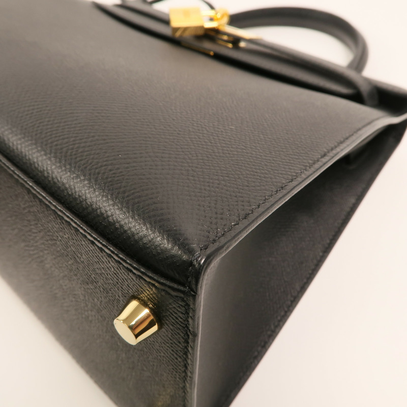 HERMES Epsom皮革Kelly 28手挽肩背兩用袋Noir-12