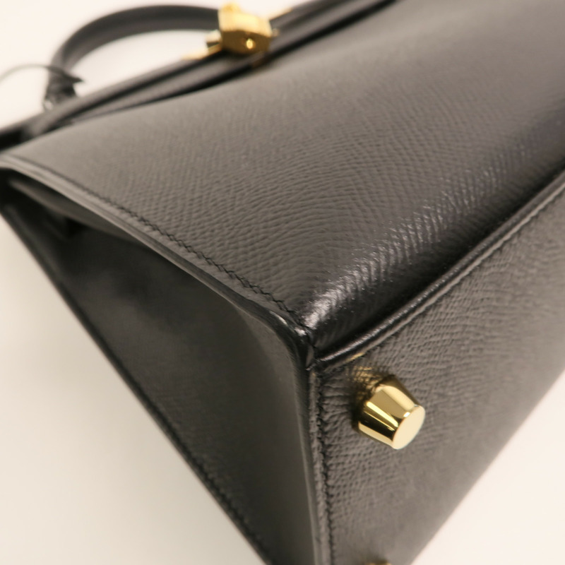 HERMES Epsom皮革Kelly 28手挽肩背兩用袋Noir-13