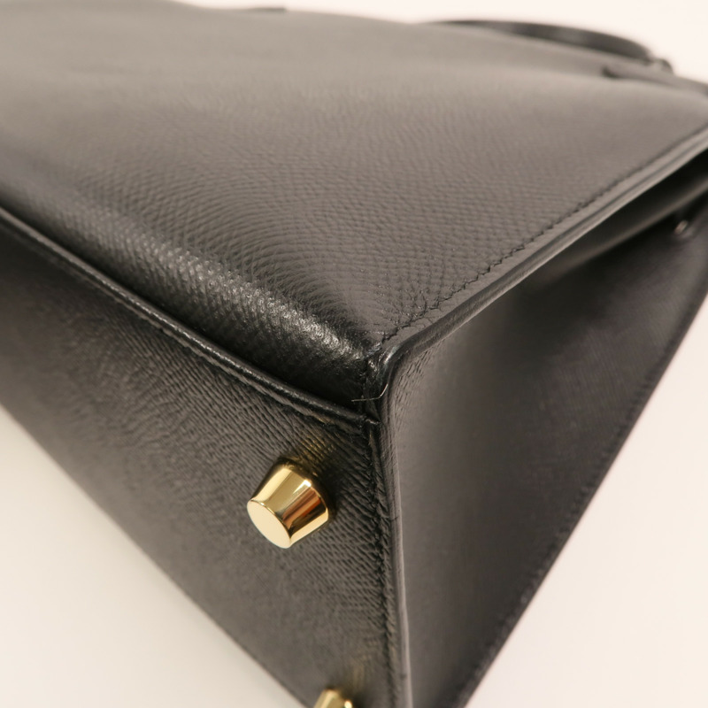 HERMES Epsom皮革Kelly 28手挽肩背兩用袋Noir-14