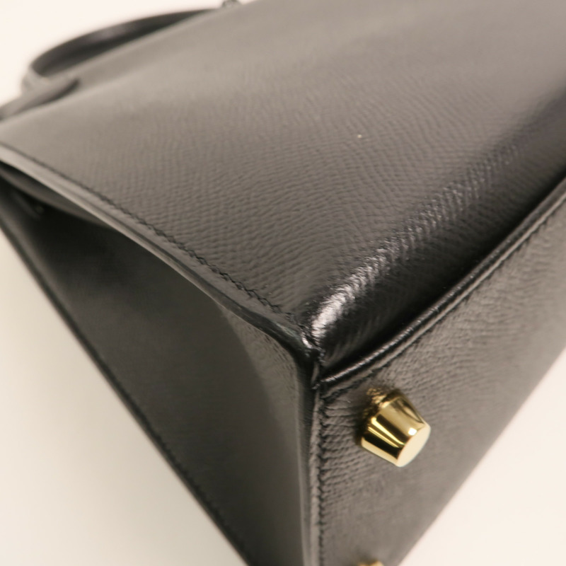 HERMES Epsom皮革Kelly 28手挽肩背兩用袋Noir-15