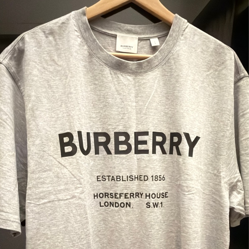BURBERRY經典灰色圓領短袖-1