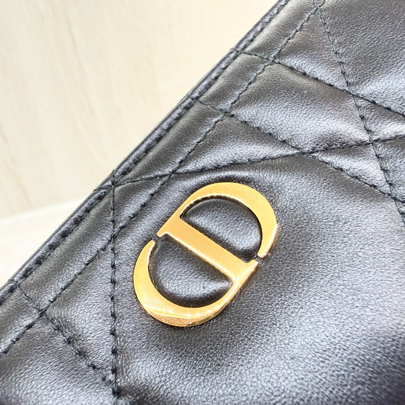 DIOR 26/2離櫃全新✨黑金羊皮Miss Caro Voyageur 薄款錢包-5