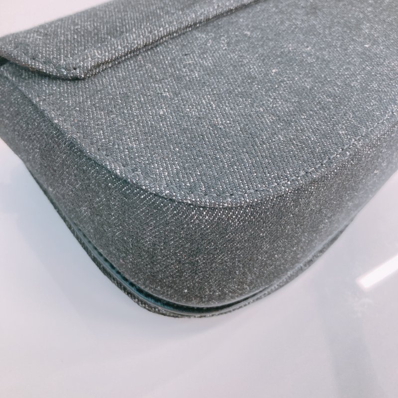 MS0667 Diesel 迪賽 腋下 牛仔布 全黑 黑漆五金 銀扣 1DR Plaque Shoulder Bag Denim So Black x PHW-7