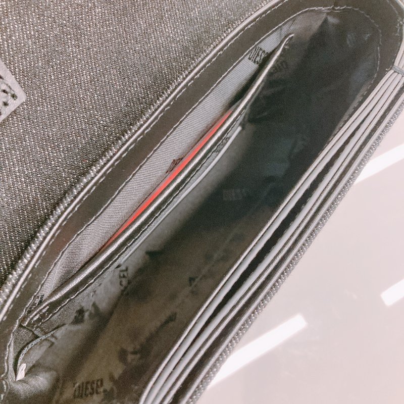 MS0667 Diesel 迪賽 腋下 牛仔布 全黑 黑漆五金 銀扣 1DR Plaque Shoulder Bag Denim So Black x PHW-15