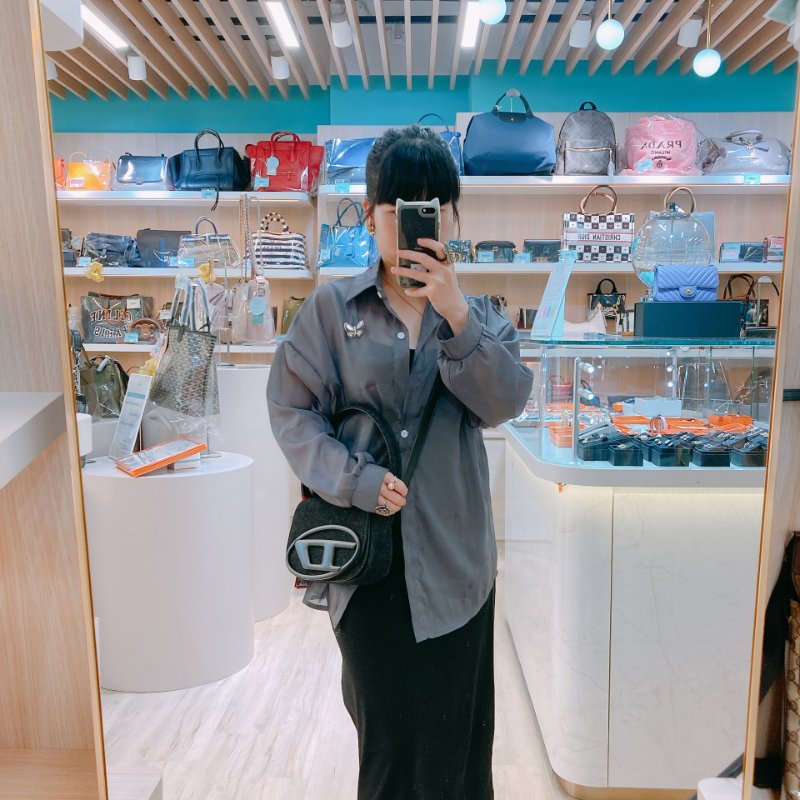 MS0667 Diesel 迪賽 腋下 牛仔布 全黑 黑漆五金 銀扣 1DR Plaque Shoulder Bag Denim So Black x PHW-22