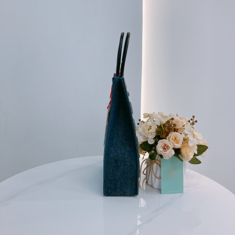 MS0666 Diesel 迪賽 購物 手提包 中號 牛仔布 牛仔藍 銀扣 Les Shoppers Tote Bag Size M Denim Blue x PHW-2