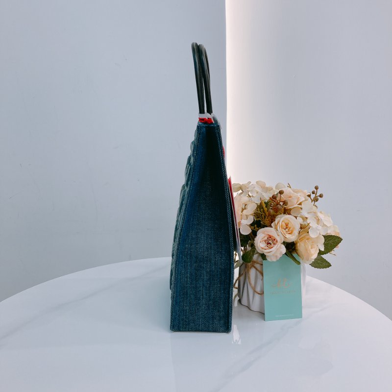 MS0666 Diesel 迪賽 購物 手提包 中號 牛仔布 牛仔藍 銀扣 Les Shoppers Tote Bag Size M Denim Blue x PHW-3