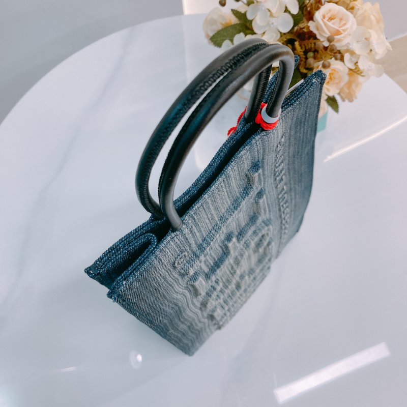 MS0666 Diesel 迪賽 購物 手提包 中號 牛仔布 牛仔藍 銀扣 Les Shoppers Tote Bag Size M Denim Blue x PHW-10