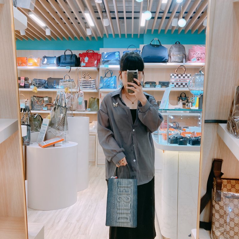 MS0666 Diesel 迪賽 購物 手提包 中號 牛仔布 牛仔藍 銀扣 Les Shoppers Tote Bag Size M Denim Blue x PHW-16