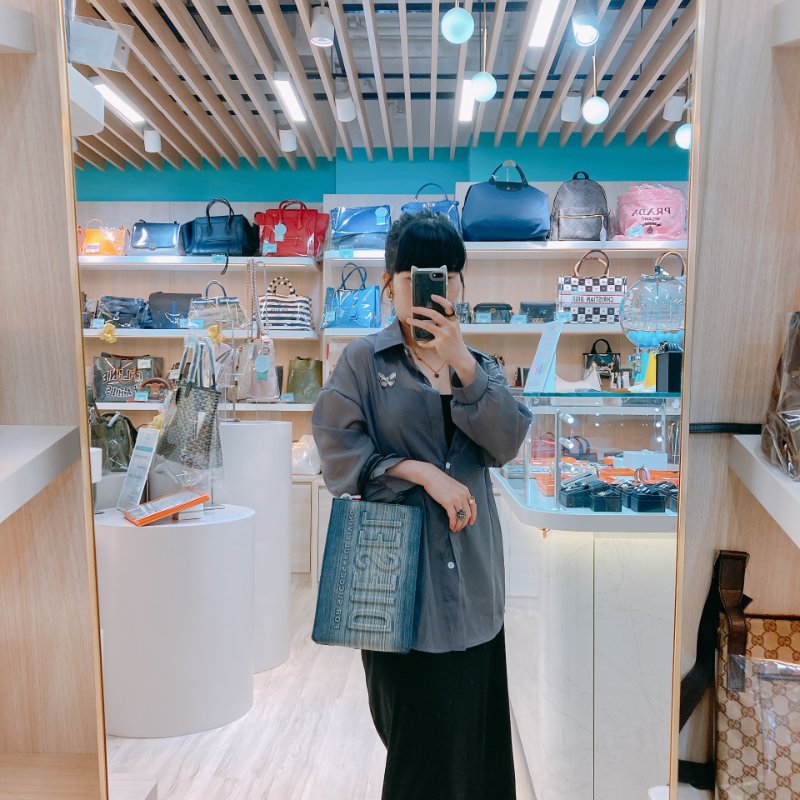 MS0666 Diesel 迪賽 購物 手提包 中號 牛仔布 牛仔藍 銀扣 Les Shoppers Tote Bag Size M Denim Blue x PHW-17