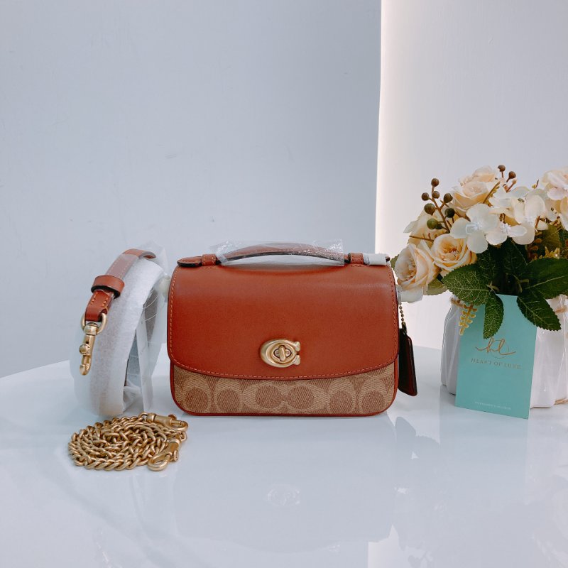 MS0663 Coach Cassie 17 Signature 3-Way Bag Canvas and Calfskin Tan x GHW-0