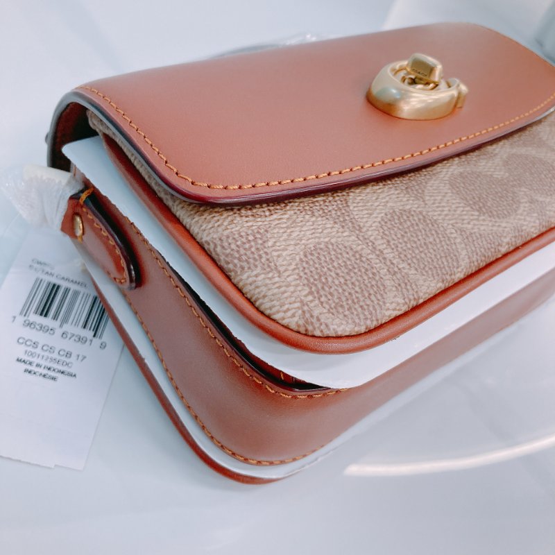 MS0663	Coach Cassie 17 Signature 3-Way Bag Canvas and Calfskin Tan x GHW-5