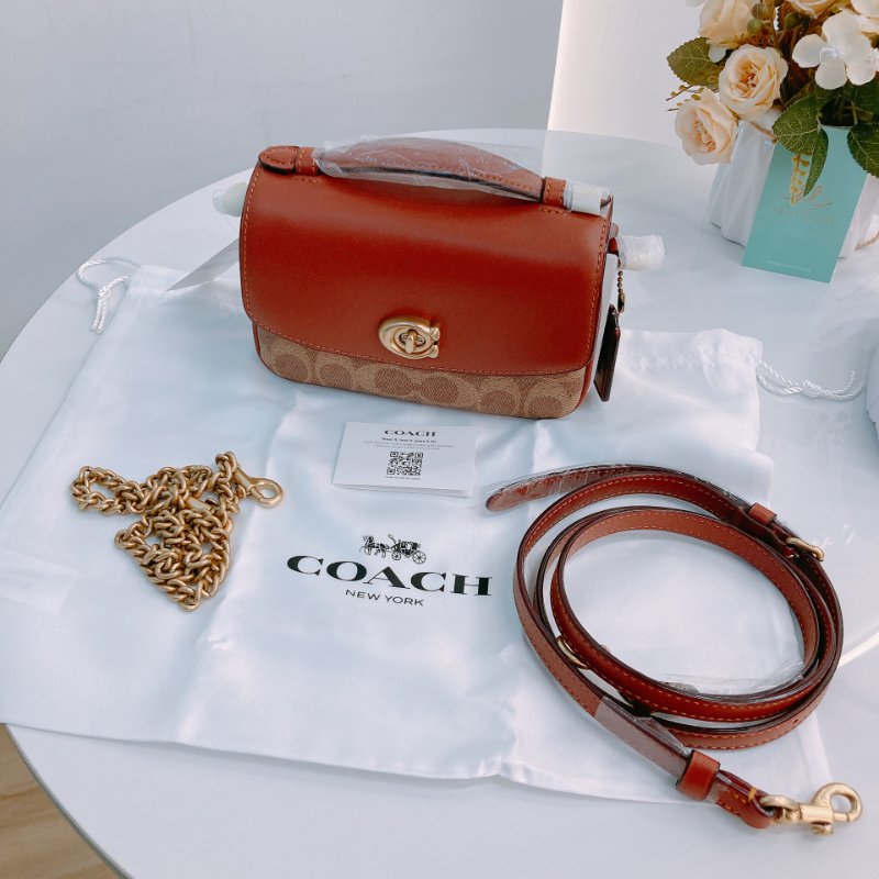 MS0663	Coach Cassie 17 Signature 3-Way Bag Canvas and Calfskin Tan x GHW-18