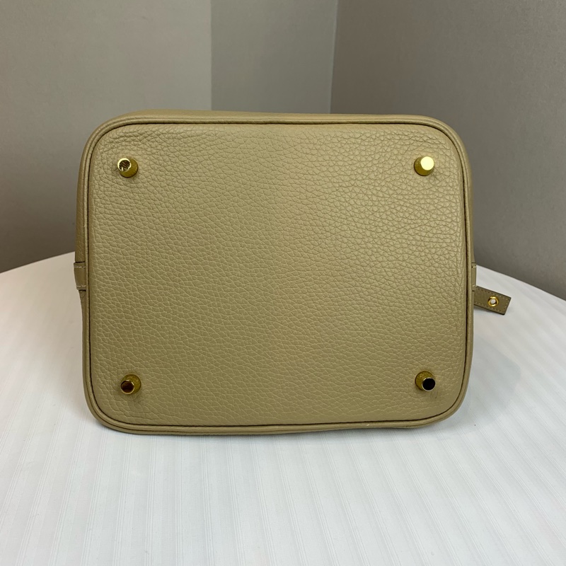 愛馬仕/Hermes Picotin Lock 22 米色金扣菜籃子手提水桶包 配件:鎖頭 塵袋 22x17x21cm-5