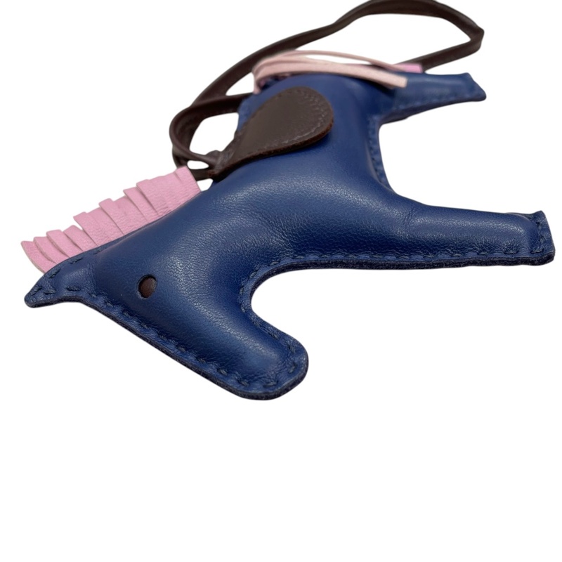 HERMES 愛馬仕 RODEO MM 小馬吊飾 小羊皮 深藍色-3