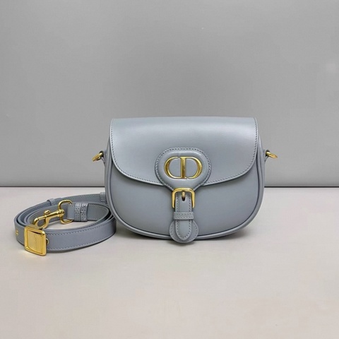 Dior迪奧Bobby小號霧霾藍全皮單肩斜挎包