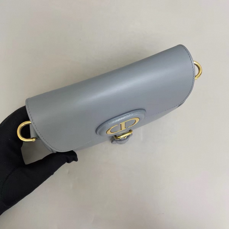 Dior迪奧Bobby小號霧霾藍全皮單肩斜挎包-4