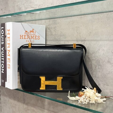 Hermes 愛馬仕 黑金全皮24公分康康包