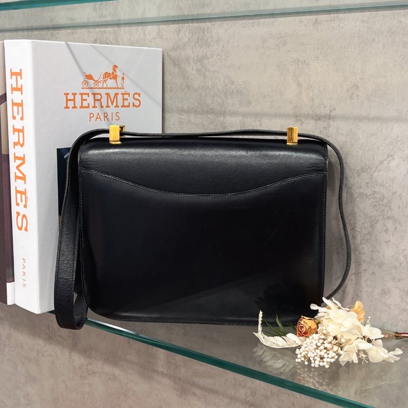 Hermes 愛馬仕 黑金全皮24公分康康包-1