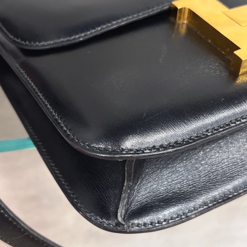 Hermes 愛馬仕 黑金全皮24公分康康包-4