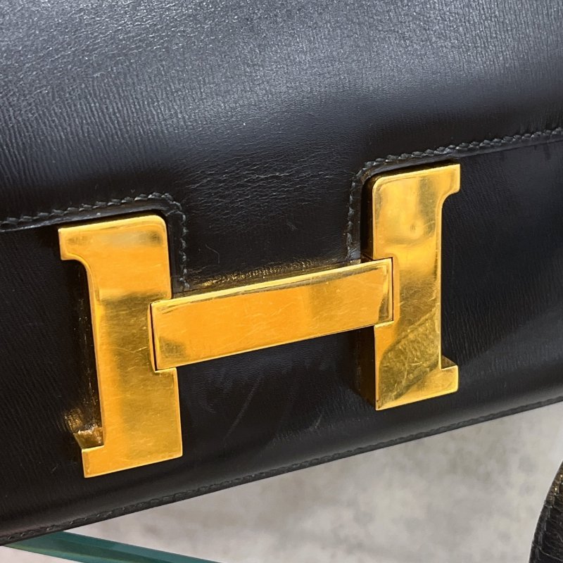 Hermes 愛馬仕 黑金全皮24公分康康包-9