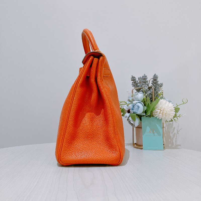 TK2002	  愛馬仕 橙色拼金 Hermes Kelly 32 Togo Orange X GHW #Square L-3