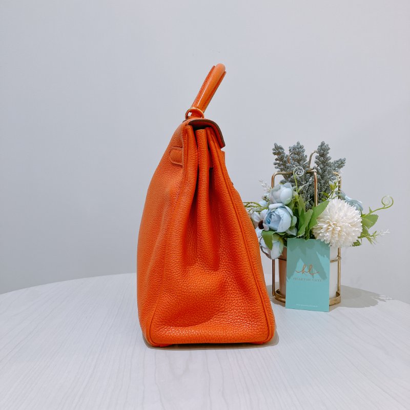 TK2002	  愛馬仕 橙色拼金 Hermes Kelly 32 Togo Orange X GHW #Square L-4